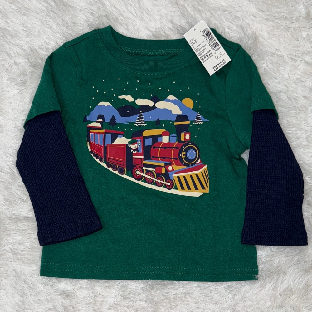 The Children's Place Christmas Long Sleeve Layered T-shirt, size 9-12 months